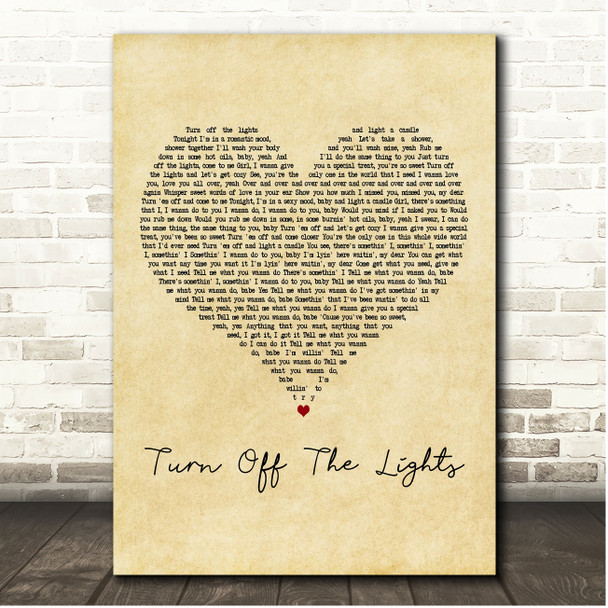 Teddy Pendergrass Turn Off The Lights Vintage Heart Song Lyric Print