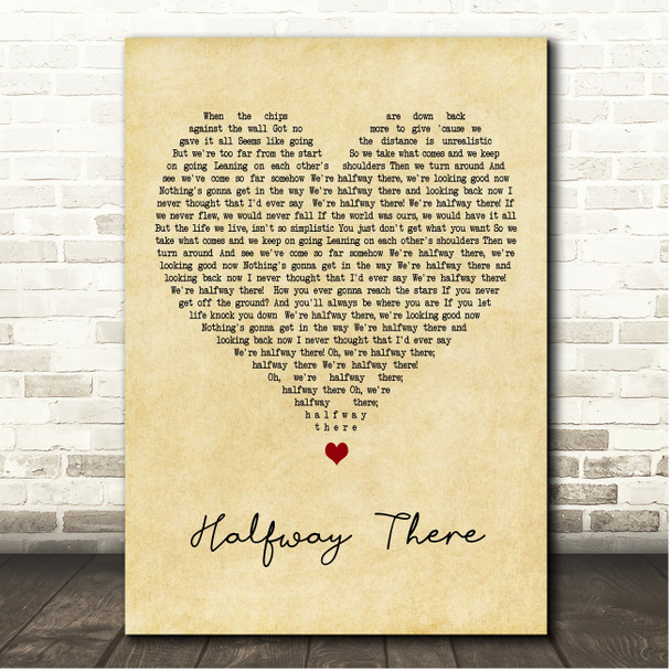 Big Time Rush Halfway There Vintage Heart Song Lyric Print