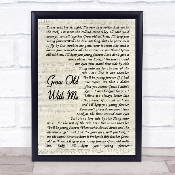 Sunny Sweeney Grow Old With Me Song Lyric Vintage Script Music Wall Art Print
