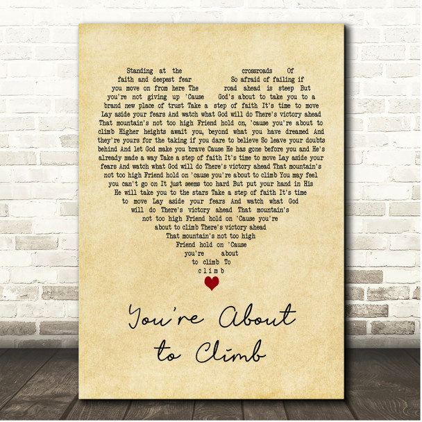 The Collingsworth Family You're About to Climb Vintage Heart Song Lyric Print