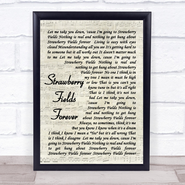 The Beatles Strawberry Fields Forever Song Lyric Music Wall Art Print