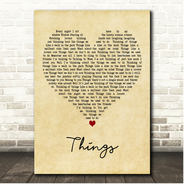 Bobby Darin Things Vintage Heart Song Lyric Print