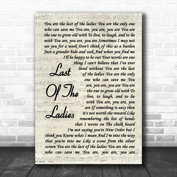 The Courteeners Last Of The Ladies Vintage Script Song Lyric Music Wall Art Print