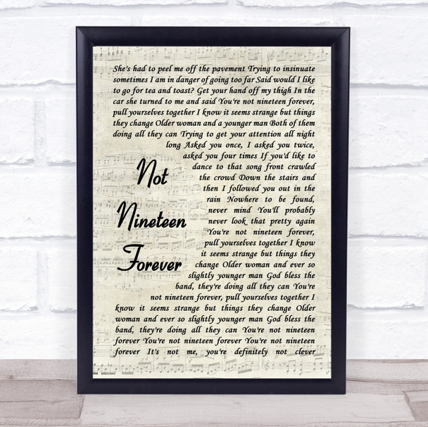 The Courteeners Not Nineteen Forever Song Lyric Vintage Script Music Wall Art Print