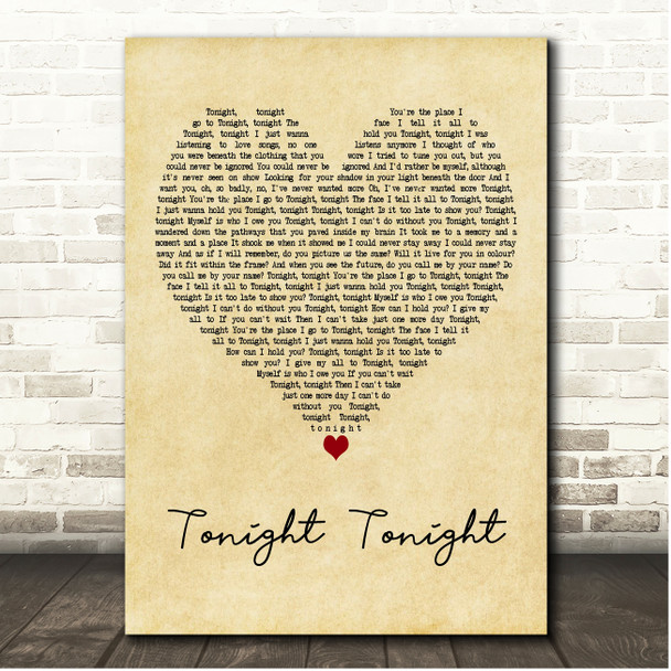 Celeste Tonight Tonight Vintage Heart Song Lyric Print