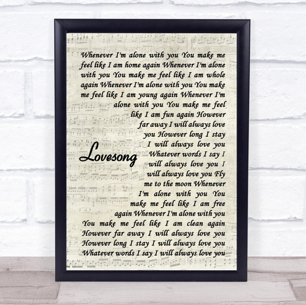 The Cure Lovesong Vintage Script Song Lyric Music Wall Art Print