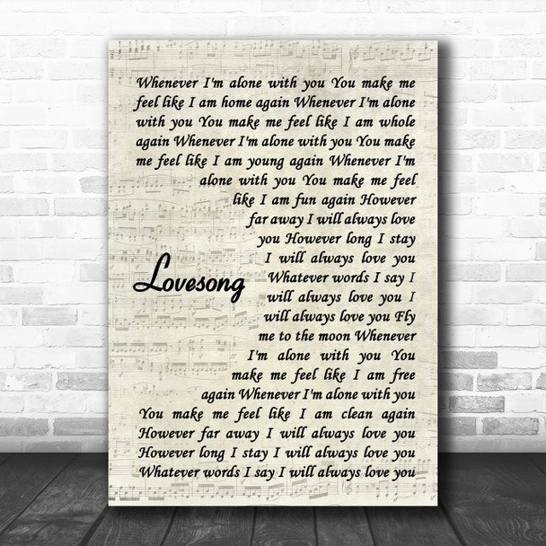 The Cure Lovesong Vintage Script Song Lyric Music Wall Art Print