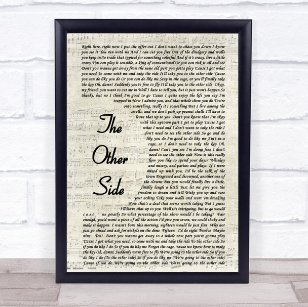 The Other Side The Greatest Showman Song Lyric Vintage Script Music Wall Art Print