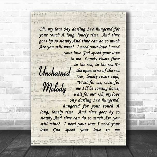 The Righteous Brothers Unchained Melody Song Lyric Music Wall Art Print
