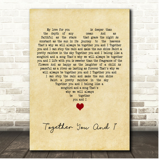 Dolly Parton Together You And I Vintage Heart Song Lyric Print
