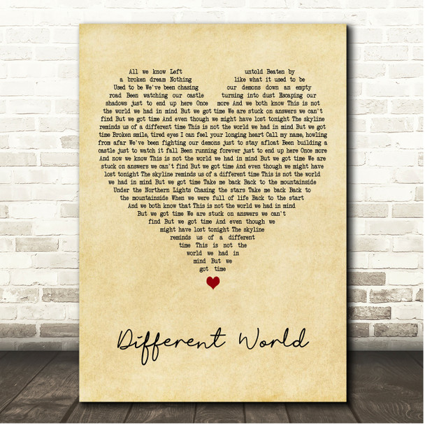 Alan Walker Different World Vintage Heart Song Lyric Print