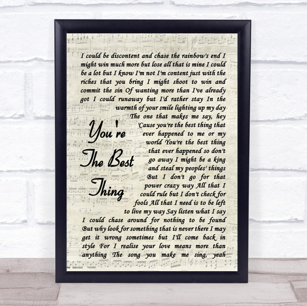 The Style Council You're The Best Thing Vintage Script Song Lyric Music Wall Art Print