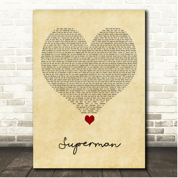 Eminem Superman Vintage Heart Song Lyric Print