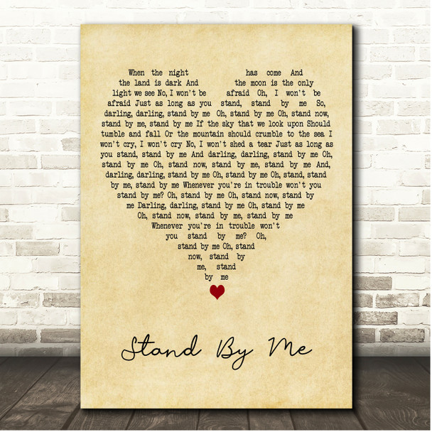 Florence + The Machine Stand By Me Vintage Heart Song Lyric Print