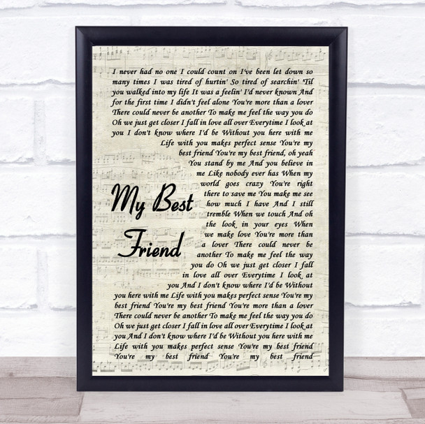 Tim McGraw My Best Friend Song Lyric Vintage Script Music Wall Art Print
