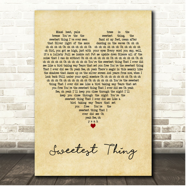 Allman Brown Sweetest Thing Vintage Heart Song Lyric Print