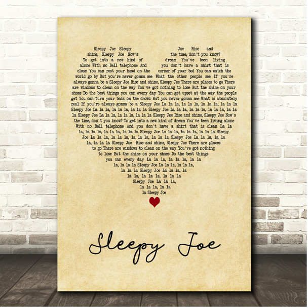 Hermans Hermits Sleepy Joe Vintage Heart Song Lyric Print