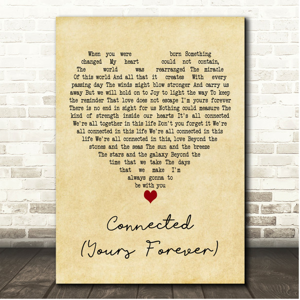 Hydelic Connected (Yours Forever) Vintage Heart Song Lyric Print