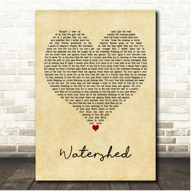 Indigo Girls Watershed Vintage Heart Song Lyric Print