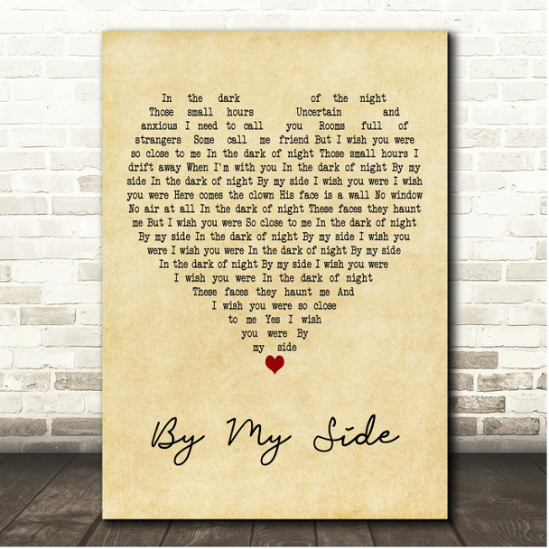 INXS By My Side Vintage Heart Song Lyric Print