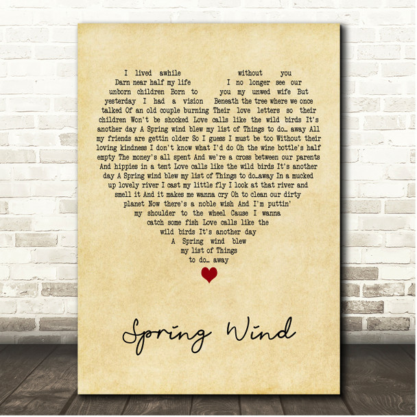 Jack Johnson Spring Wind Vintage Heart Song Lyric Print