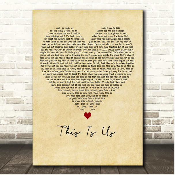 Jimmie Allen & Noah Cyrus This Is Us Vintage Heart Song Lyric Print