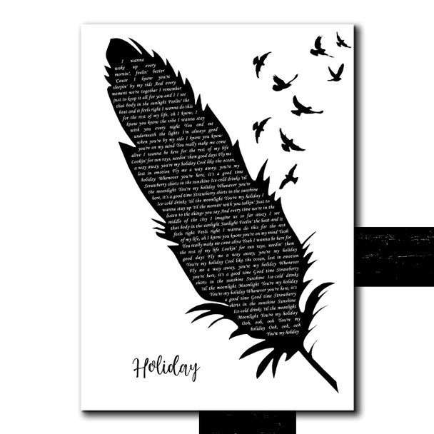 KSI Holiday Black & White Feather & Birds Song Lyric Print