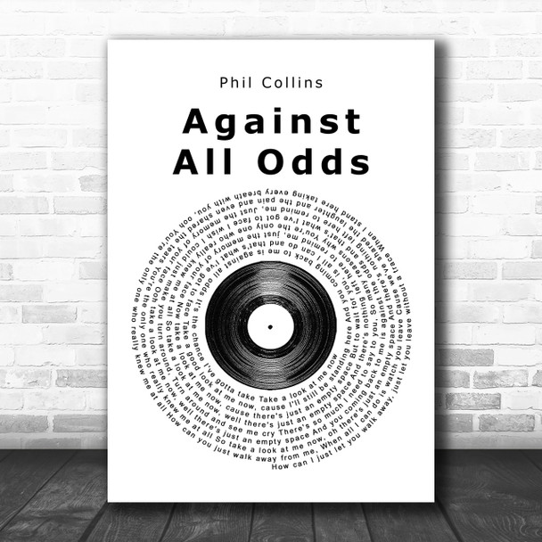 Phil Collins Against All Odds Vinyl Record Song Lyric Music Wall Art Print