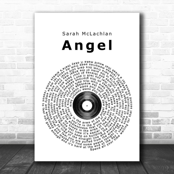 Sarah McLachlan Angel Vinyl Record Song Lyric Music Wall Art Print