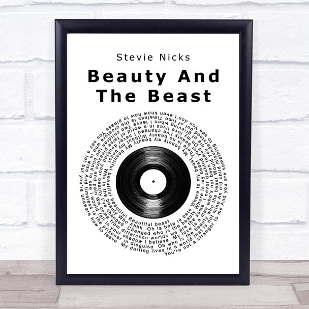 Stevie Nicks Beauty And The Beast Vinyl Record Song Lyric Music Wall Art Print
