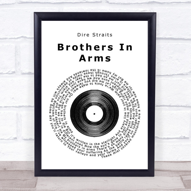 Dire Straits Brothers In Arms Vinyl Record Song Lyric Music Wall Art Print