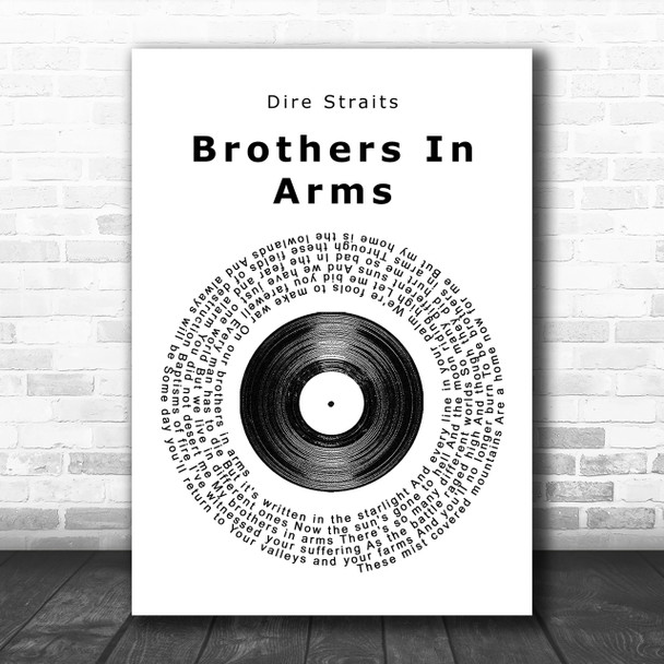 Dire Straits Brothers In Arms Vinyl Record Song Lyric Music Wall Art Print