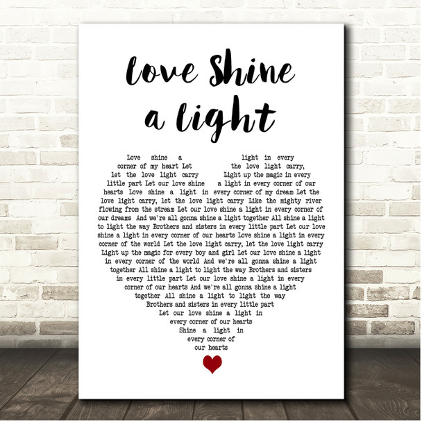 Katrina and the Waves Love Shine a Light White Heart Song Lyric Print