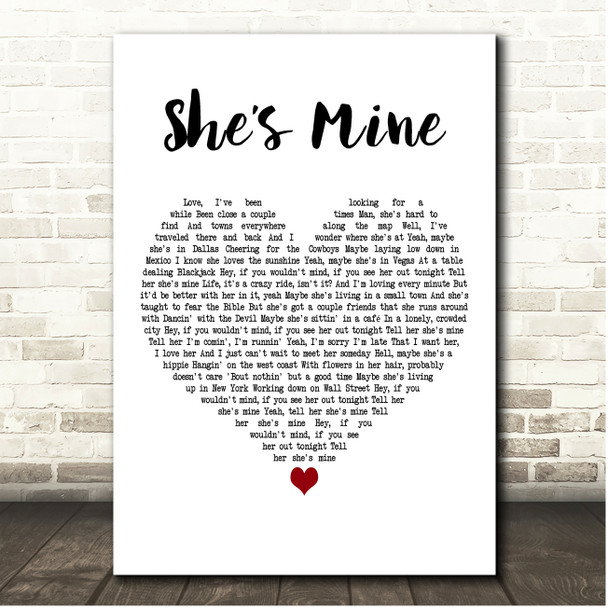 Kip Moore Shes Mine White Heart Song Lyric Print