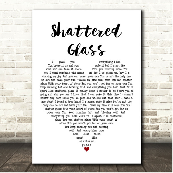 Laura Branigan Shattered Glass White Heart Song Lyric Print