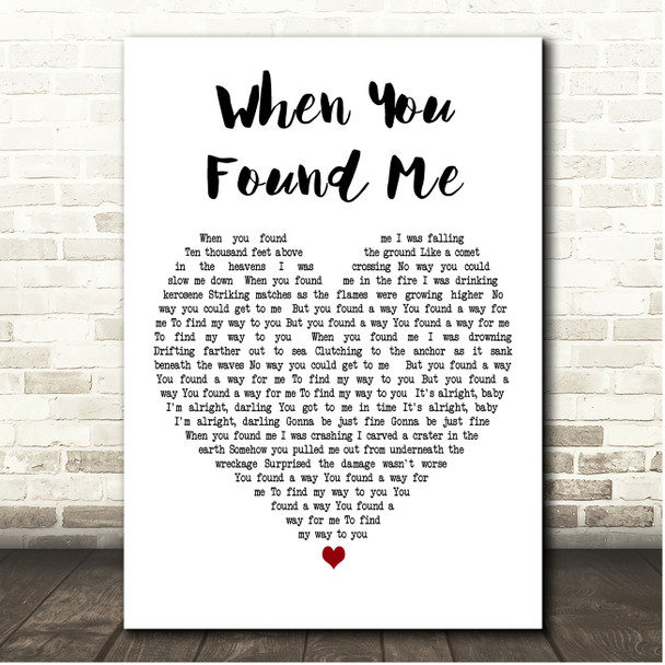 Lucero When You Found Me White Heart Song Lyric Print
