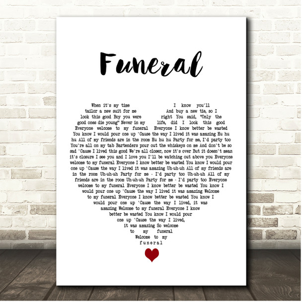Lukas Graham Funeral White Heart Song Lyric Print