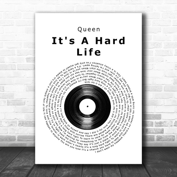 Queen It's A Hard Life Vinyl Record Song Lyric Music Wall Art Print