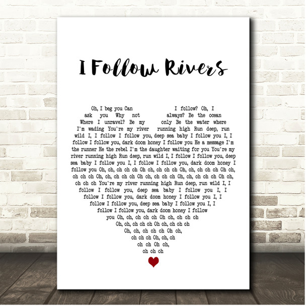 Lykke Li I Follow Rivers White Heart Song Lyric Print