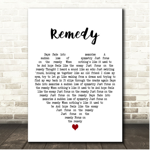 Augustana Remedy White Heart Song Lyric Print