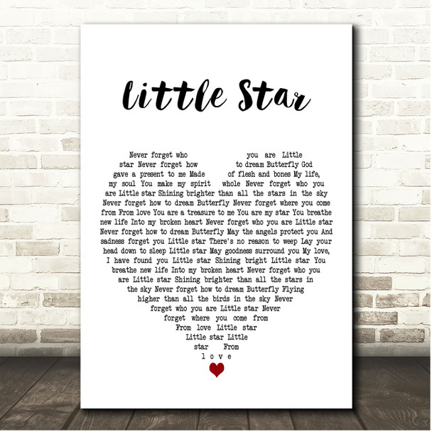 Madonna Little Star White Heart Song Lyric Print