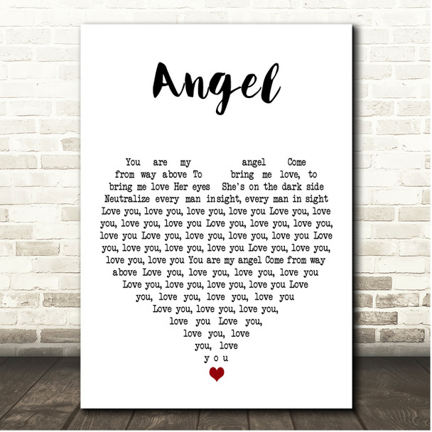 Massive Attack Angel White Heart Song Lyric Print