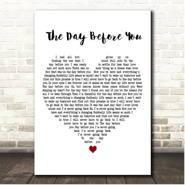 Matthew West The Day Before You White Heart Song Lyric Print
