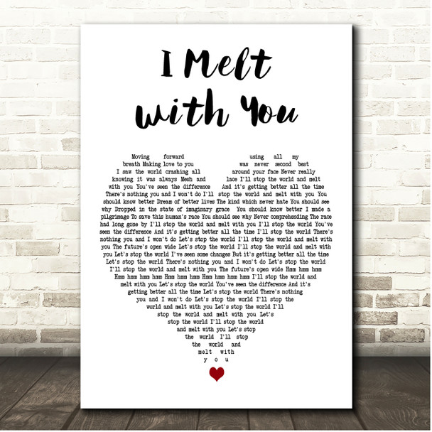 Modern English I Melt with You White Heart Song Lyric Print