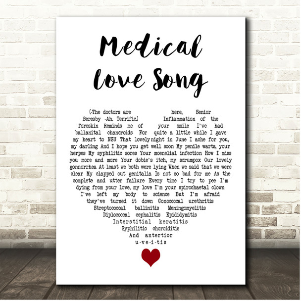 Monty Python Medical Love Song White Heart Song Lyric Print