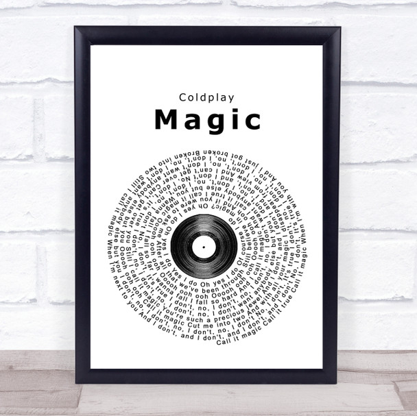 Coldplay Magic Vinyl Record Song Lyric Music Wall Art Print