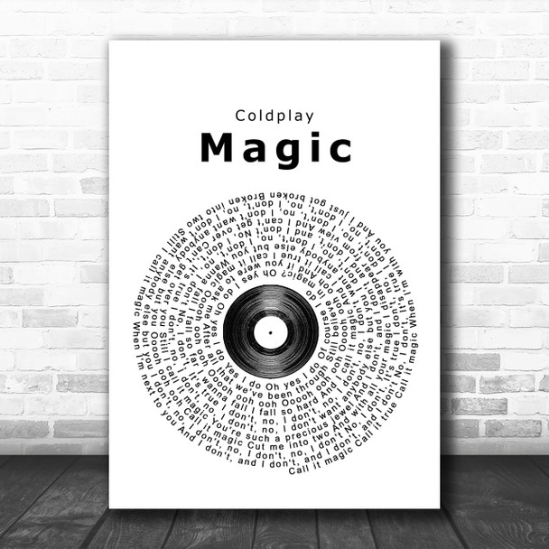 Coldplay Magic Vinyl Record Song Lyric Music Wall Art Print