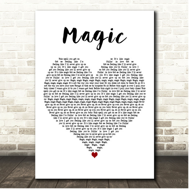 Mystery Skulls Magic White Heart Song Lyric Print