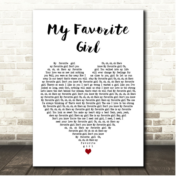 New Kids on the Block My Favorite Girl White Heart Song Lyric Print