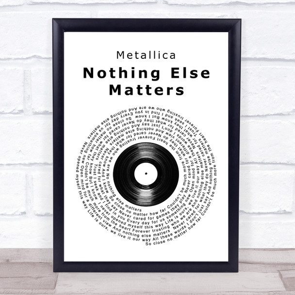 Metallica Nothing Else Matters Vinyl Record Song Lyric Music Wall Art Print